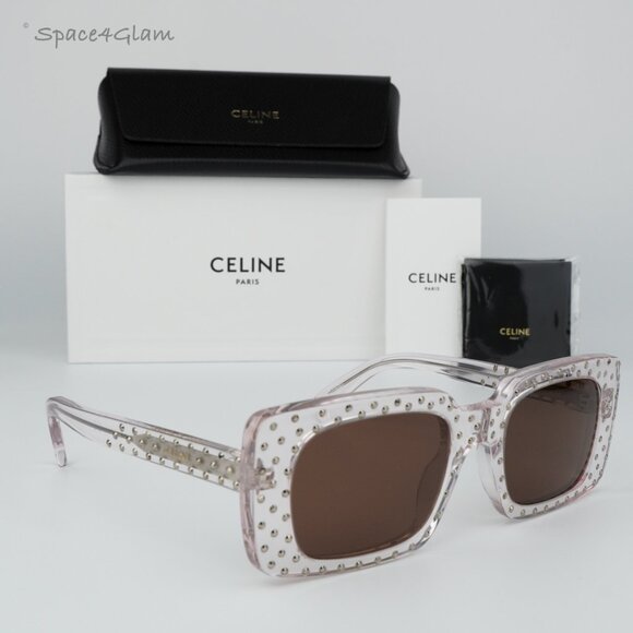 BRAND NEW Celine CL4213IS 27E ANIMATION XMAS Crystal Rectangle Women Sunglasses - Picture 4 of 8